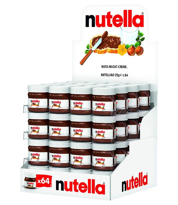 Pack 64 mini Ferrero Nutella jars of 25g each individual portion