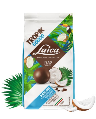 LAICA TROPIK BOULES DE COCO RELLENOS DE CREMA DE COCO CON LECHE DE CHOCOLATE GR.90