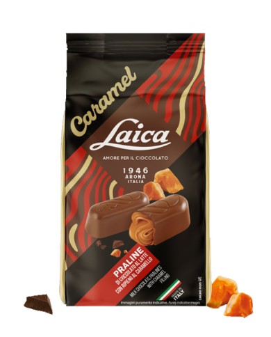 LAICA MET MELKCHOCOLADE CARAMEL GEVULDE ZAK GR.90