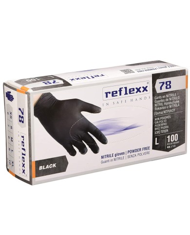 REFLEXX POWDER-FREE BLACK NITRILE NERI SIZE L 100 PIECES