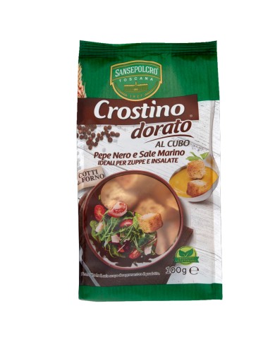 SANSEPOLCRO CROSTINO DORATO AL CUBO CON PEPE NERO E SALE MARINO GR.100