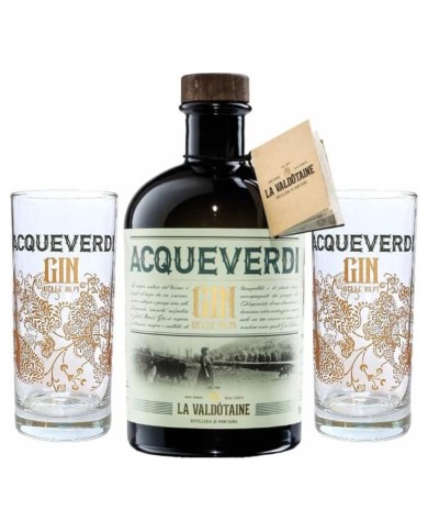 GIN ACQUEVERDI IN COMPAGNIA LT.1 + 2 BICCHIERI