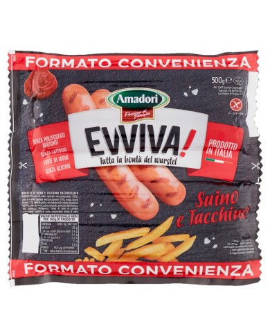 SAUCISSES DE PORC ET DE DINDE AMADORI EVVIVA GR.500