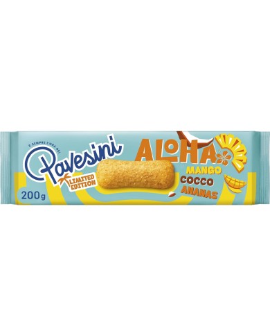 PAVESINI ALOHA MANGO COCONUT AND PINEAPPLE FLAVOURED BISCUITS GR.200