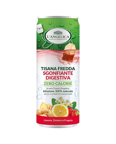 Infusión fría L'ANGELICA de fresa y limón (sin calorías) lata de 240 ml (12 unidades)
