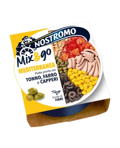 NOSTROMO MIX&GO ATÚN MEDITERRÁNEO, FARRO Y ALCAPARRAS 190 GR