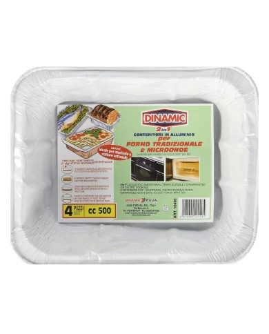 DINAMIC LACQUERED ALUMINUM CONTAINER MICROWAVE CC.500 X 4 PIECES